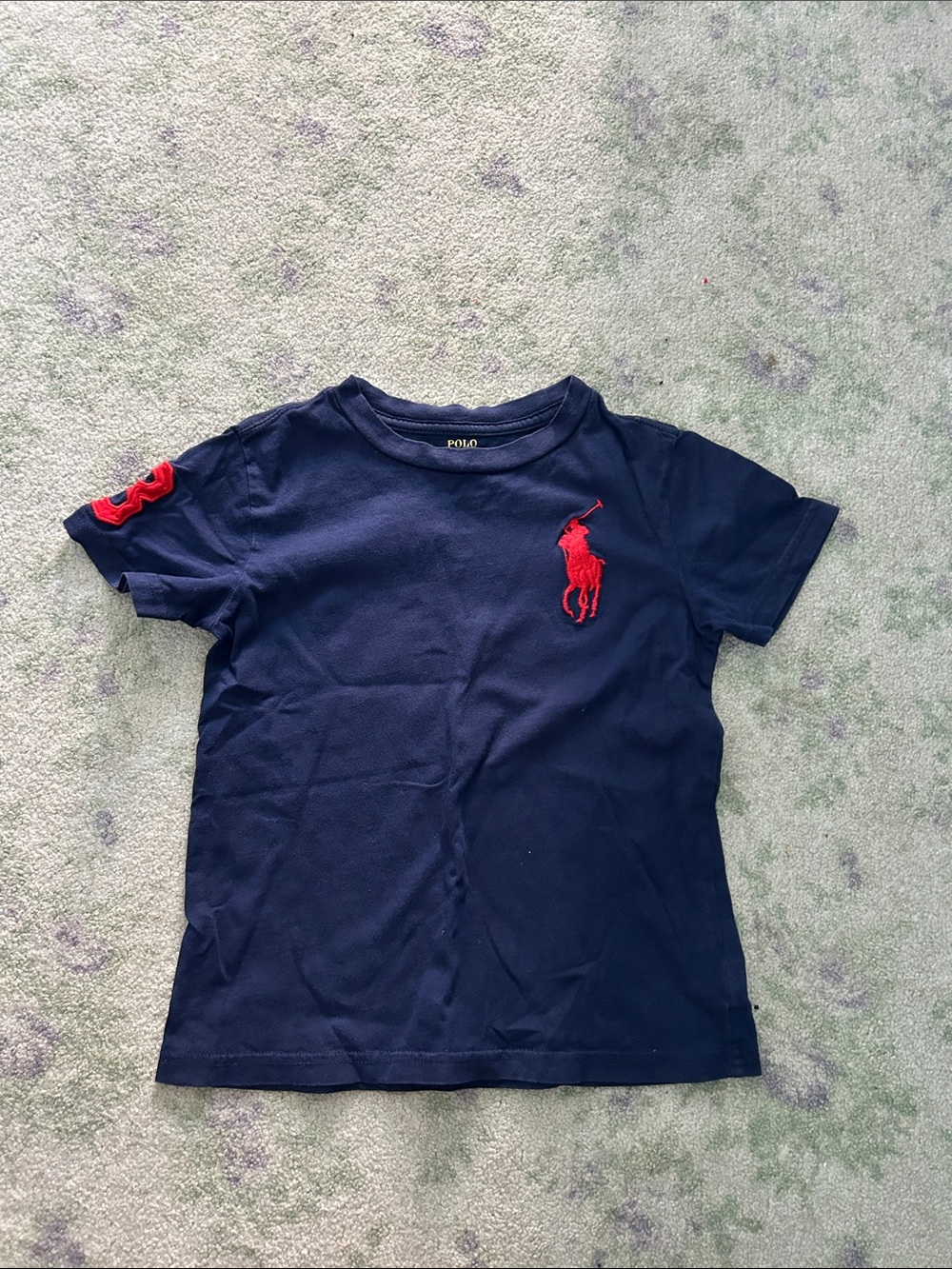 Polo Ralph Lauren kids Navy Tee with Red Polo Player Embroidery size 5